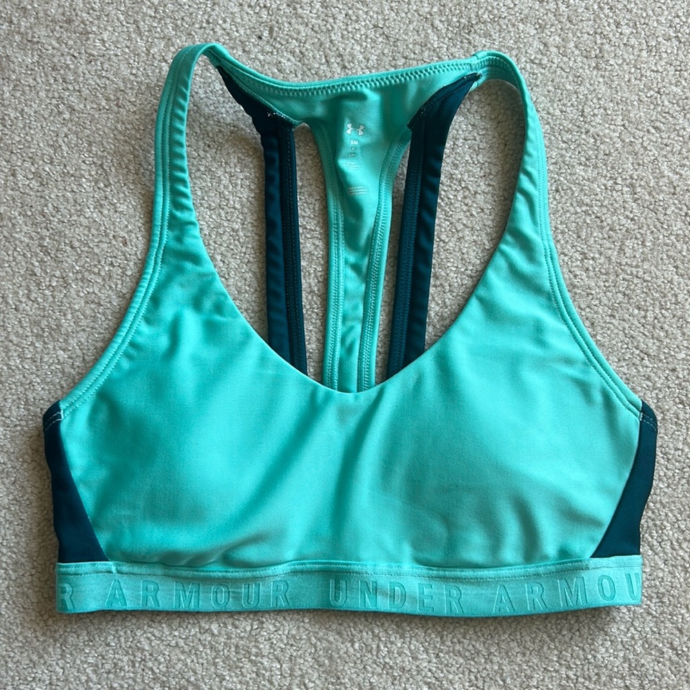 LIKE NEW Under Armor sports bra - teal blue, sz small S